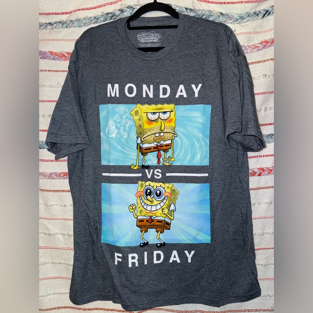 SpongeBob SquarePants Gray Graphic Tee - NWOT - Size X-Large